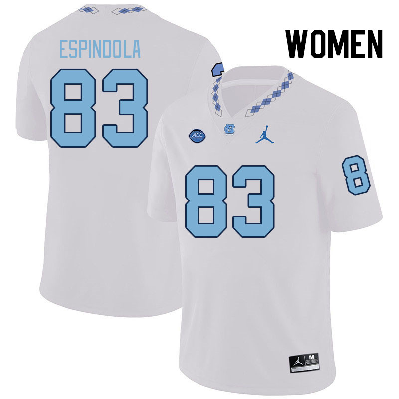 Women #83 Josh Espindola North Carolina Tar Heels College Football Jerseys Stitched Sale-White